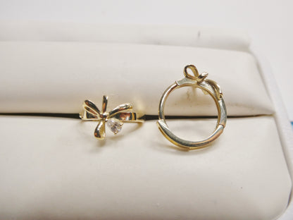 Real 10k Solid Yellow Gold Fancy Hoop Huggies Leaf Earrings