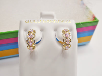 Real 10k Solid Yellow Gold Fancy Hoop Huggies Leaf Earrings
