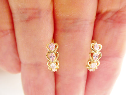 Real 10k Solid Yellow Gold Fancy Hoop Huggies Leaf Earrings