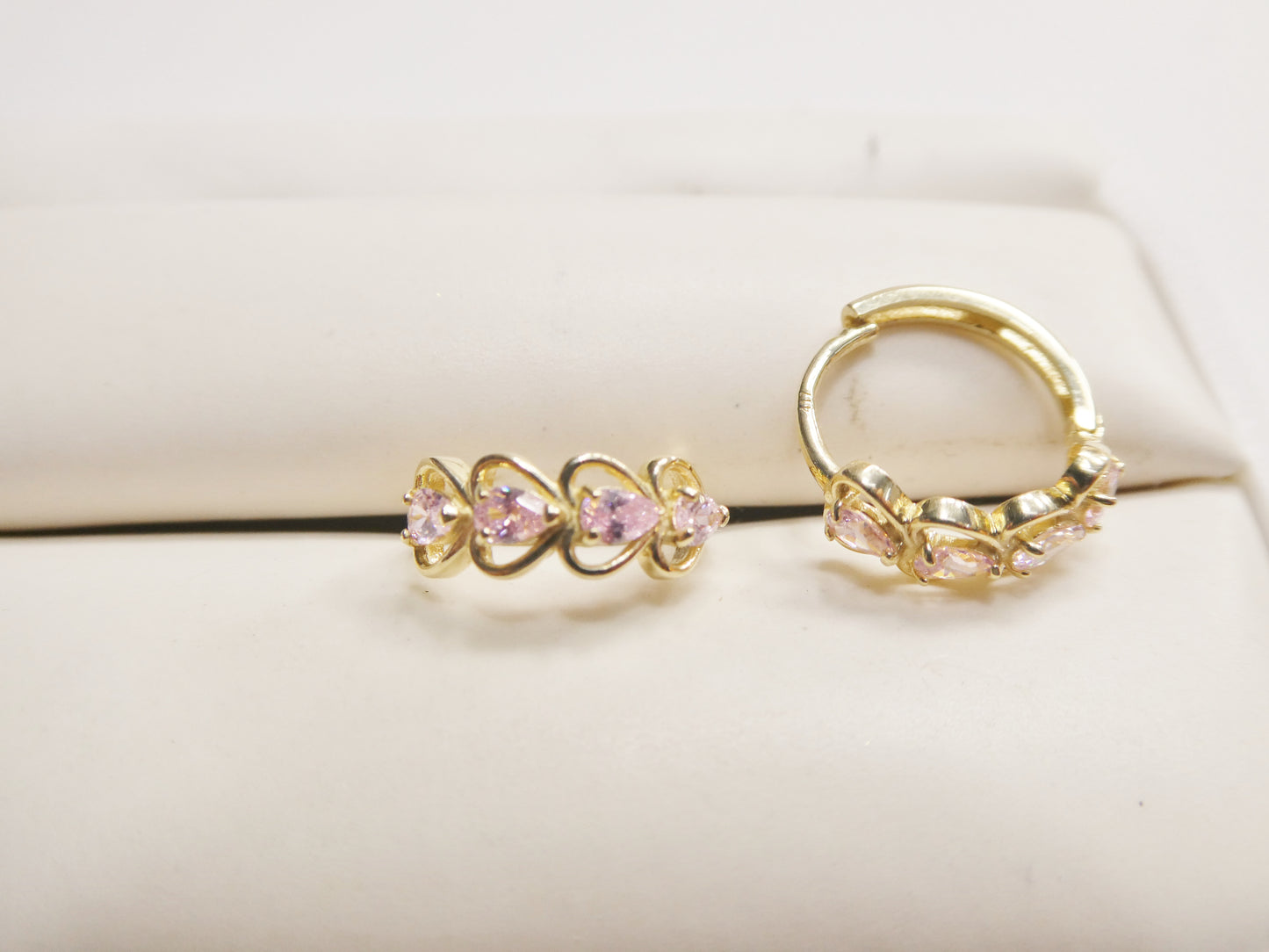 Real 10k Solid Yellow Gold Fancy Hoop Huggies Leaf Earrings