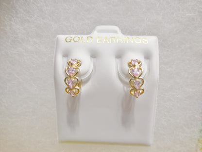 Real 10k Solid Yellow Gold Fancy Hoop Huggies Leaf Earrings