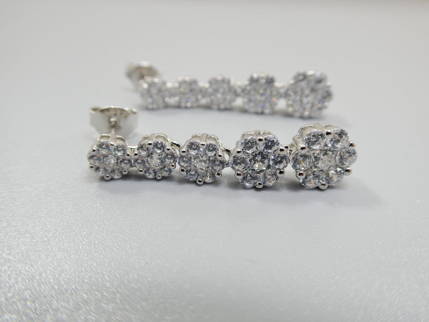 real 925 sterling silver micro pave setting 14k white gold color finish drop earrings