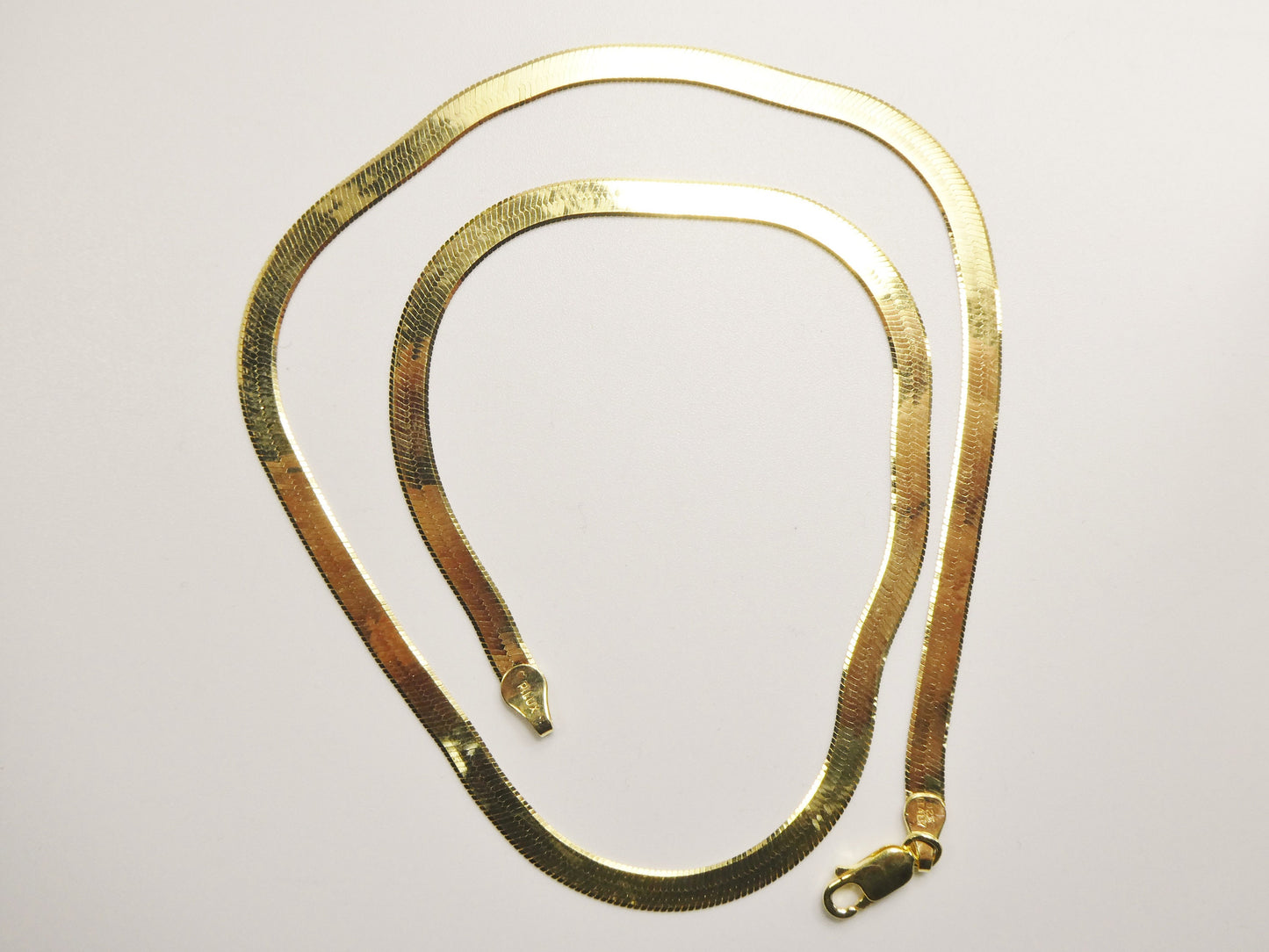 real 4.5mm 925 sterling silver herringbone necklace / choker 14k yellow gold finish