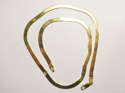 Real 4.5mm 925 Sterling Silver Herringbone Necklace/Choker 14k Yellow Gold Finish