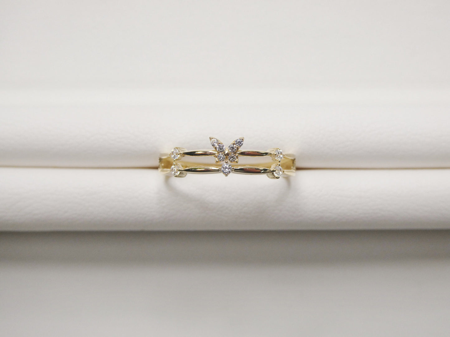 real 10k solid yellow gold women's classic micro pave setting ring
