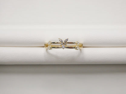 Real 10k Solid Yellow Gold Women's Classic Micro Pave Setting Ring