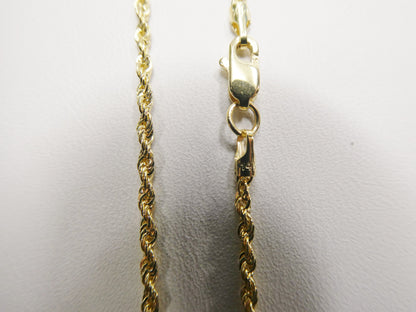 Real 14k Solid Yellow Gold Rope Chain Women Men Necklace