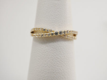 Real 14k Solid Yellow Gold Women's Classic Micro Pave Setting Pinky Ring