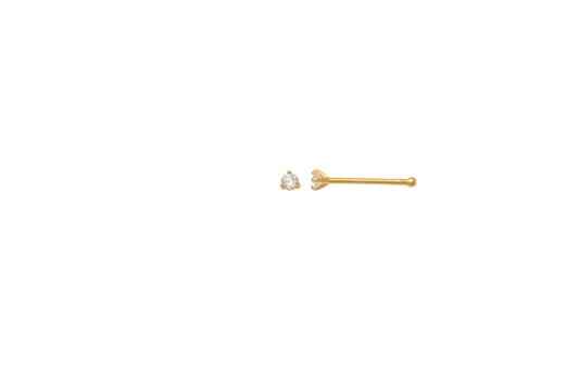 14k real solid yellow gold long post nose ring