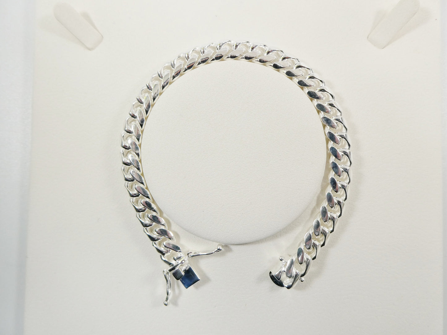 10mm real Miami link solid 925 sterling silver men bracelet safety box lock