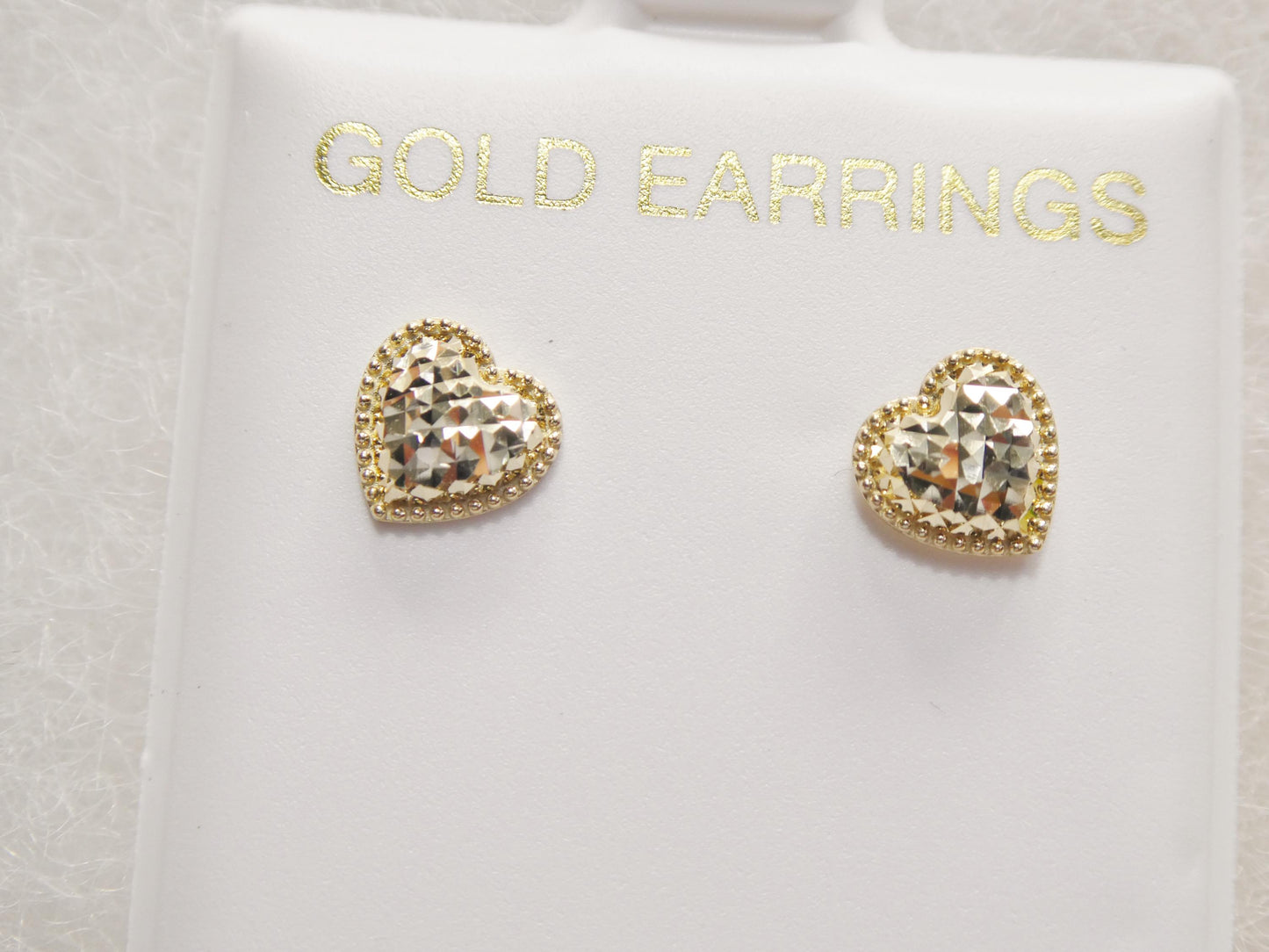 10k real solid yellow gold design heart push back earrings