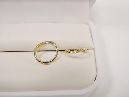 Real 10k Solid Yellow Gold Designer Hoop Huggie Earrings