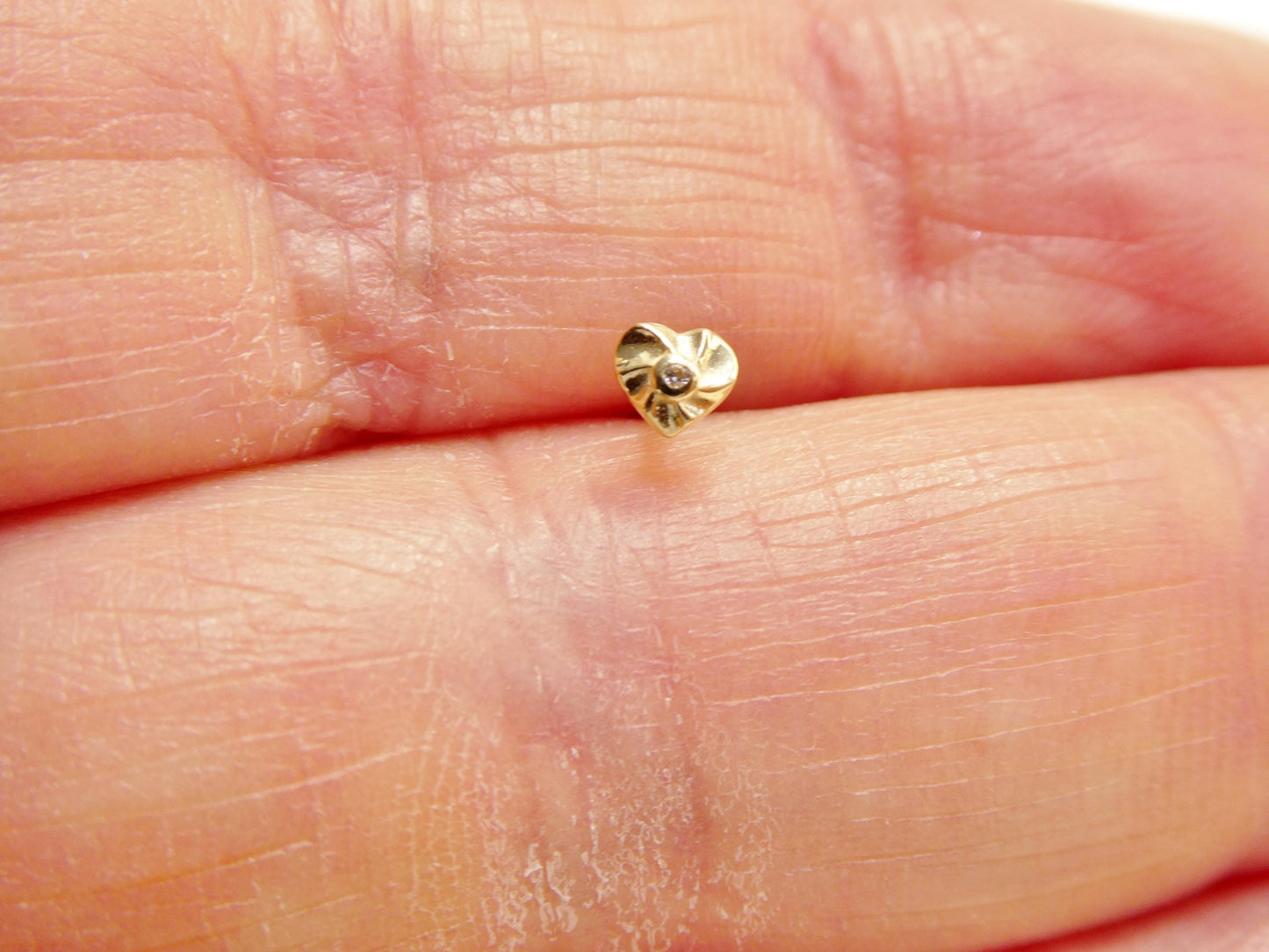14k real solid yellow gold small heart nose rings