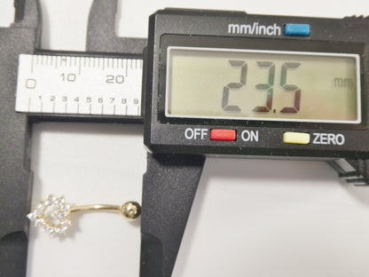 14k Real Solid Yellow Gold Heart Shape Belly Button Ring Piercing