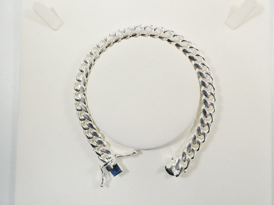 10mm real Miami link solid 925 sterling silver men bracelet safety box lock