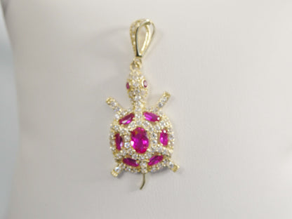 14k Real Solid Yellow Gold Turtle Charm Pendent