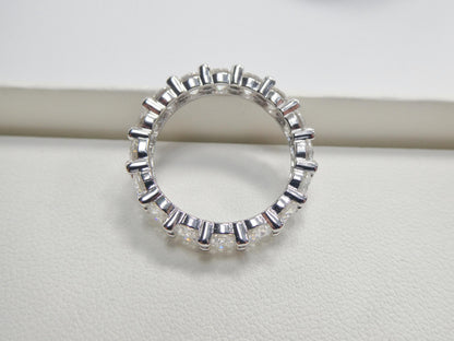 Real 925 Sterling Silver Solitaire Moissanite Anniversary Eternity Ladies Band