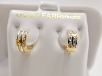 Real 10k Solid Yellow Gold Tiny Two Line Earring / Cartilage Daith Hoop Huggie Earrings