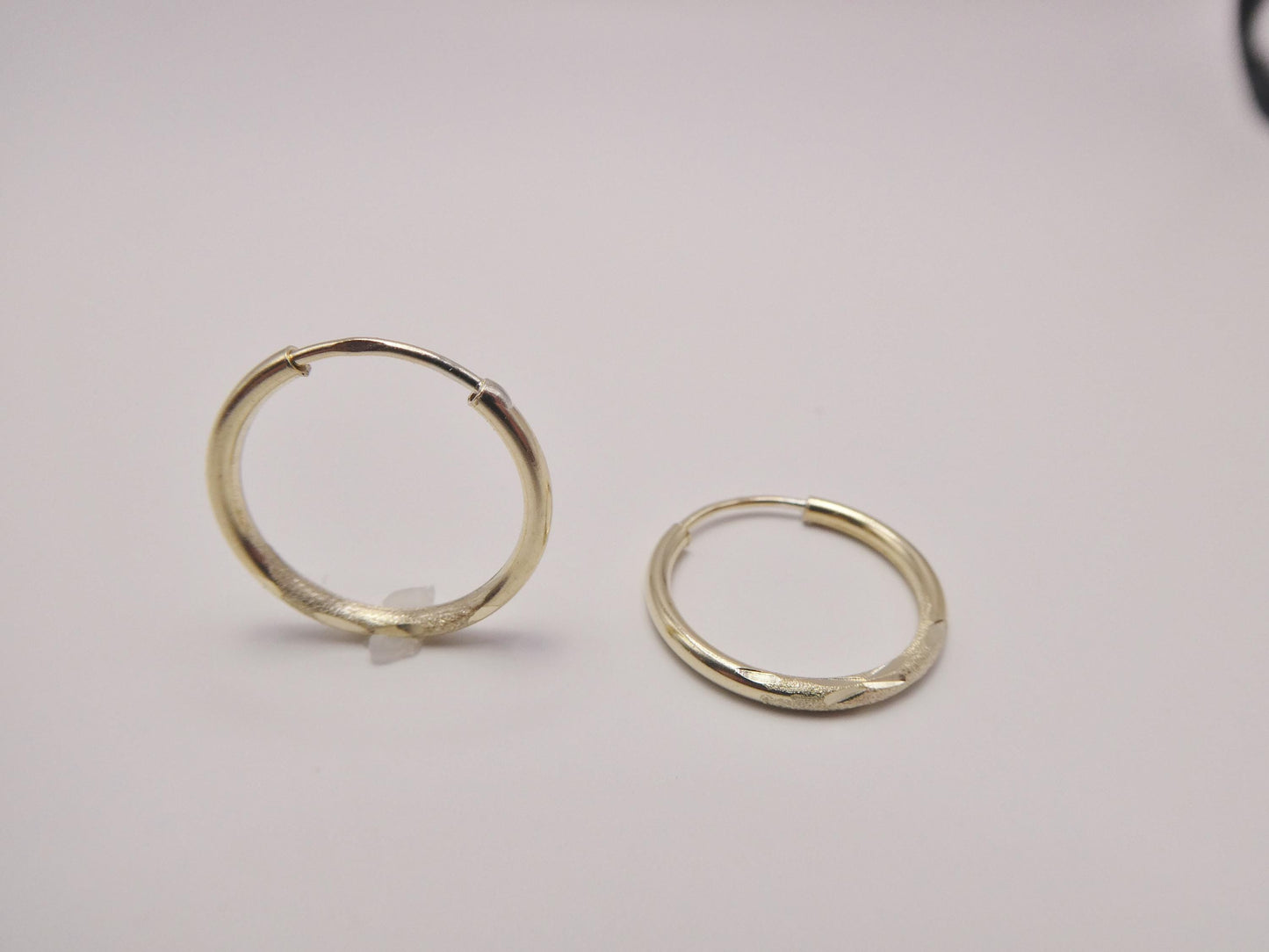 10k real solid yellow gold 2mm tube diamond cut endless hoop earrings