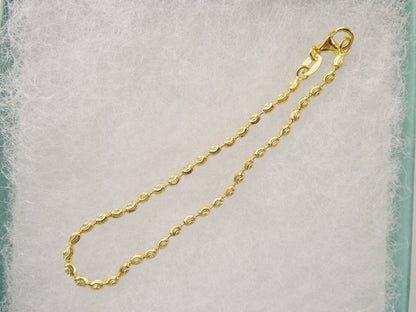 Real 925 Sterling Silver 7 Inch Bead Bracelet 14k Yellow Gold Finish