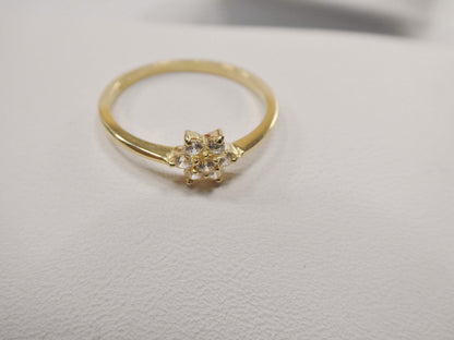 Real 10k Solid Yellow Gold Women's Classic Micro Pave Setting Ring