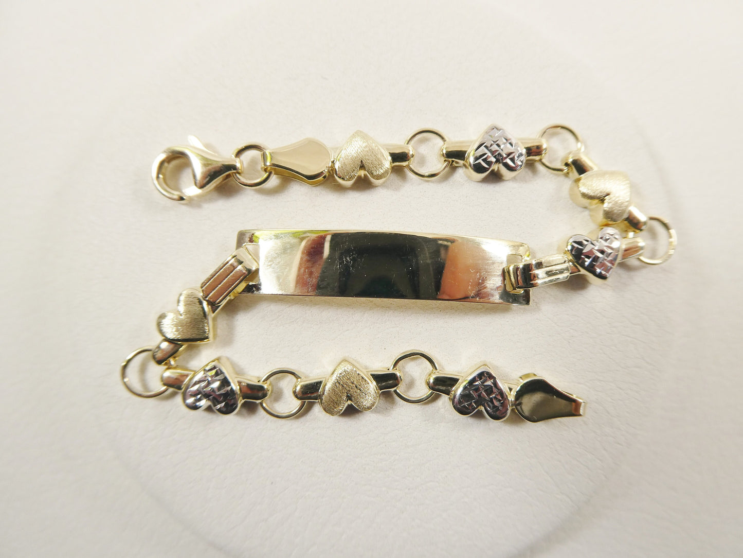 14K real solid yellow gold heart 5.5 inch baby ID bracelet