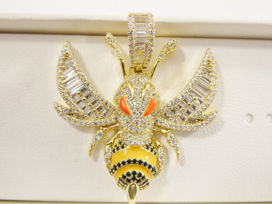 real solid 925 sterling silver large honey bee pendent