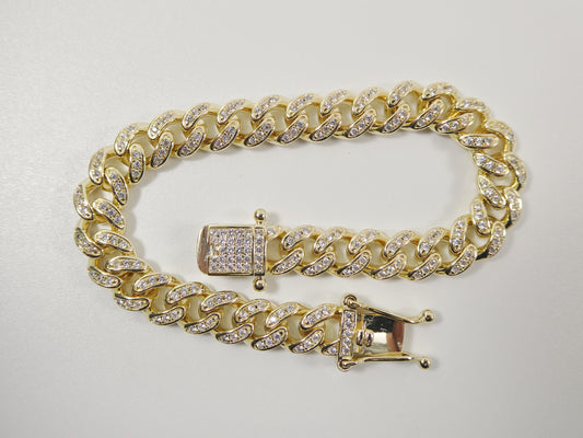 18k yellow gold filled 8mm full stone prong setting bracelet 7" 8" length