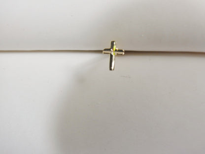 14k Real Solid Yellow Gold Diamond Cut Cross Nose Ring