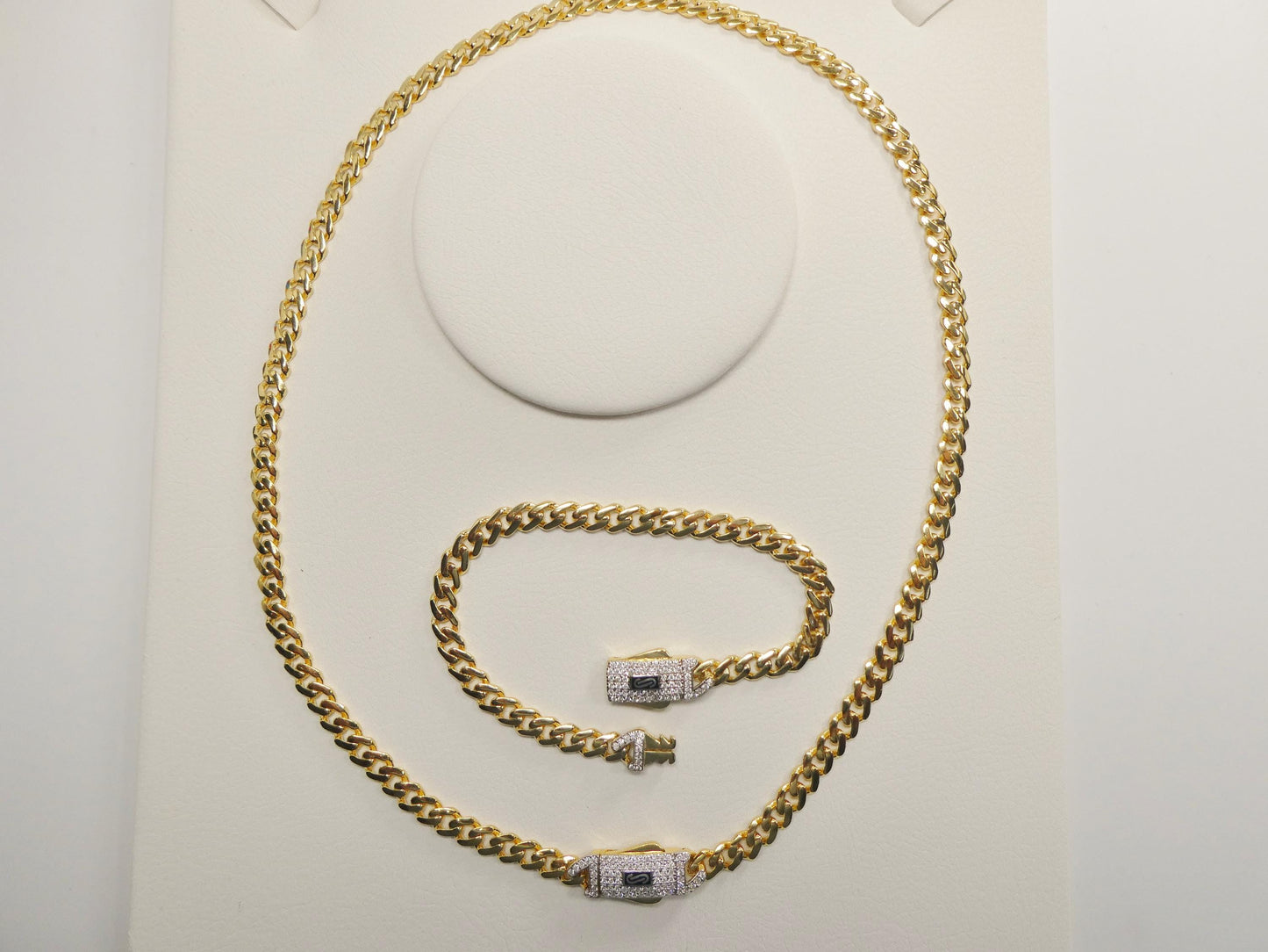 5mm Monaco link chain necklace bracelet moissanite real 925 sterling silver