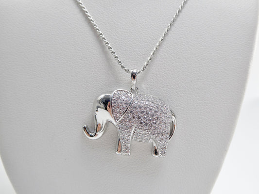 real 925 sterling silver elephant pendent and 18 inch rob chain