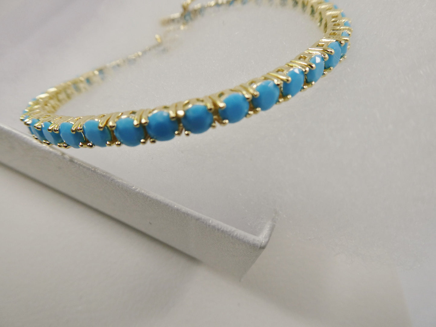 7 inch 3mm/ 4mm real 925 sterling silver turquois tennis bracelet