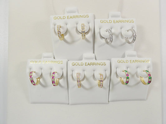 real 10k solid yellow gold 13mm prong setting huggie hoop earrings