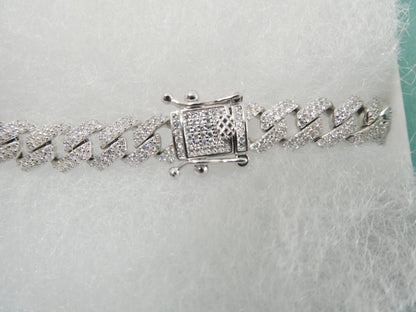 Real 925 Sterling Silver Monaco Full Micro Fave Setting Bracelet