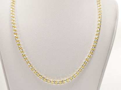 Real 925 Sterling Silver 3 Line Diamond Cut Ice Link Chain Necklace