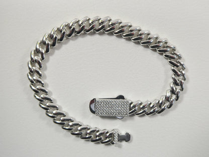 Real 925 Sterling Silver 7mm Solid Monaco Style 14k White Gold Color Finish