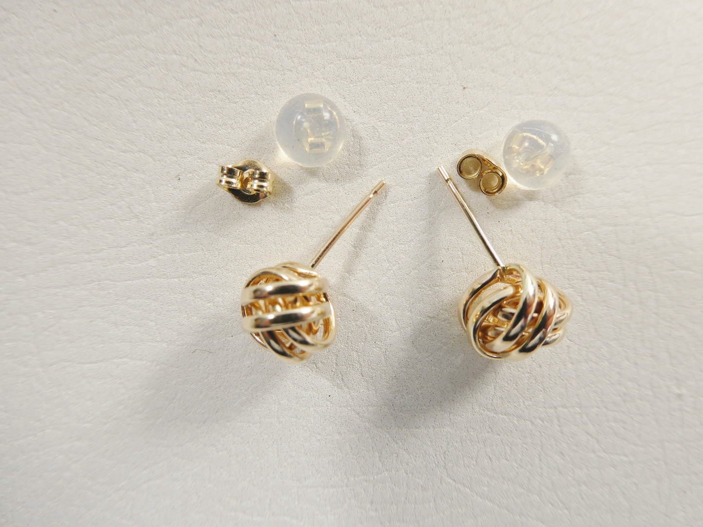 real 10k solid yellow gold push post small loveknot stud earring
