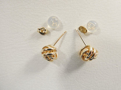 Real 10k Solid Yellow Gold Push Post Small Loveknot Stud Earring