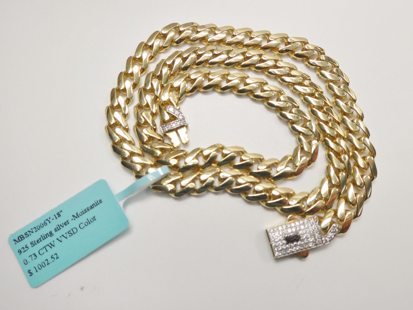 7mm Monaco link chain necklace bracelet moissanite real 925 sterling silver
