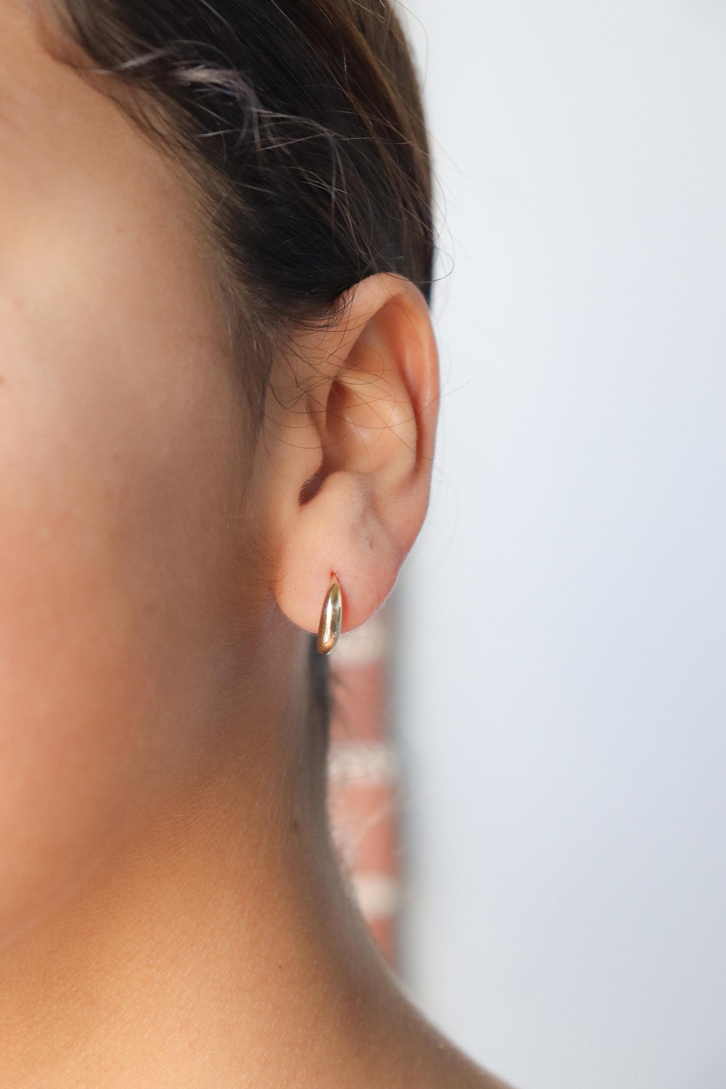 real 10k solid yellow gold designer polish hoop huggie earrings