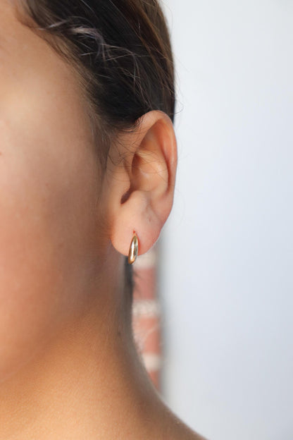 Real 10k Solid Yellow Gold Designer Polish Hoop Huggie Earrings