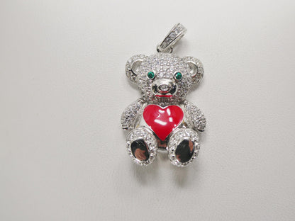 925 Sterling Silver Enamel Color Teddy Bear Pendent Charm