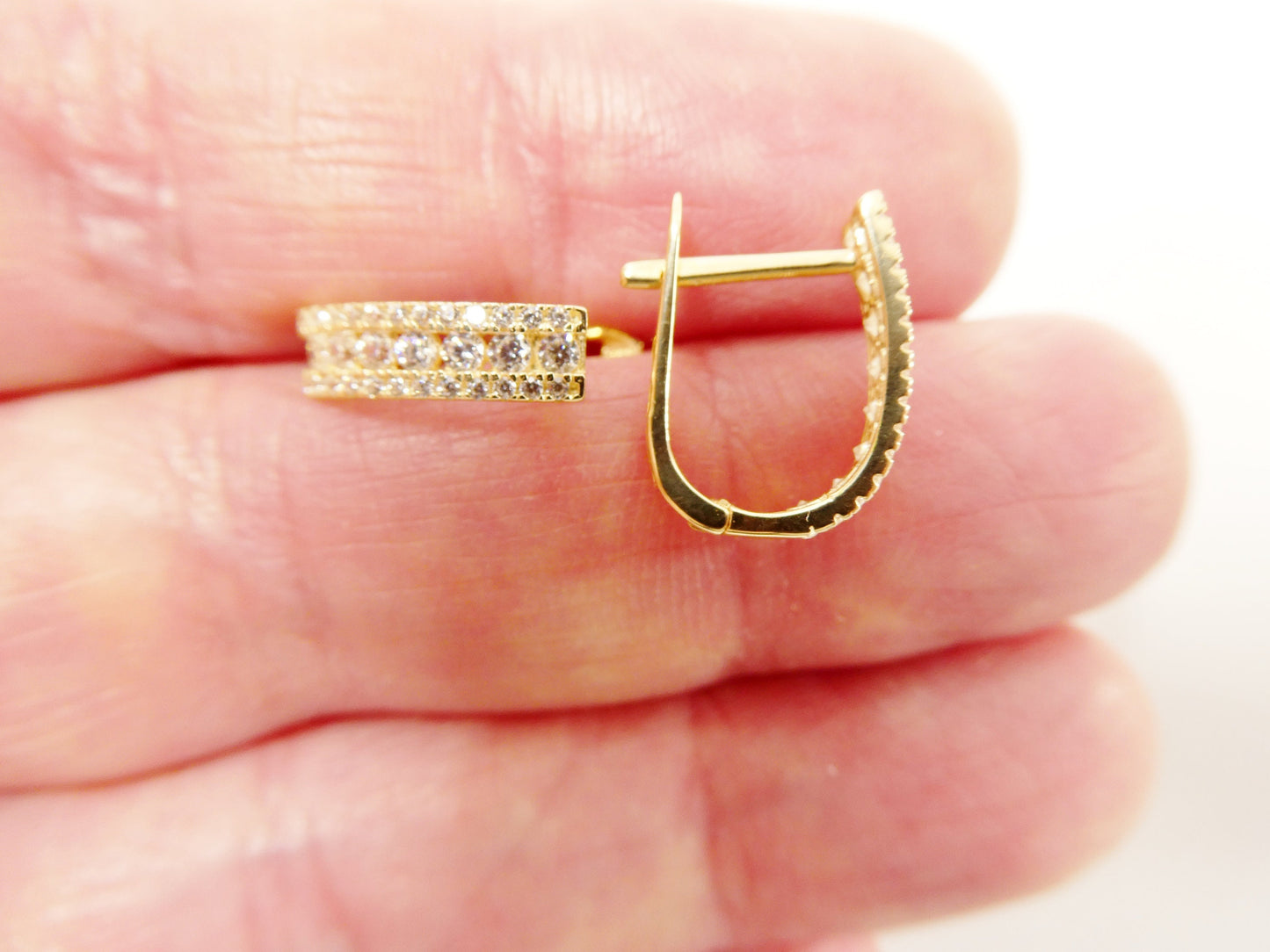 real 10k solid yellow gold channel set birthstone french hoop earrings