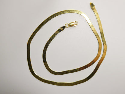 Real 3.5mm 925 Sterling Silver Herringbone Necklace/choker 14k Yellow Gold Finish