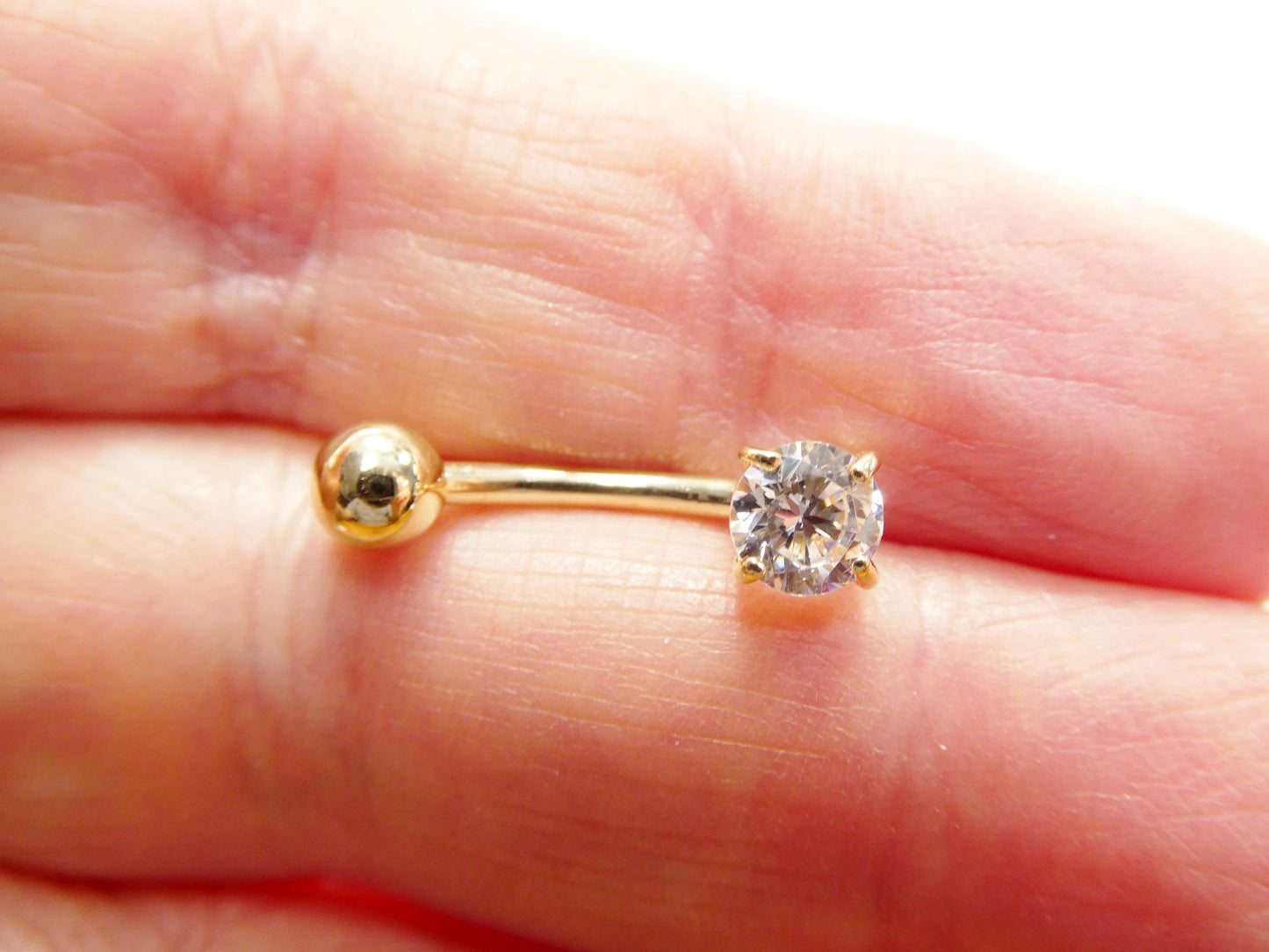 14k real solid yellow gold 5mm stone dangling belly button ring piercing
