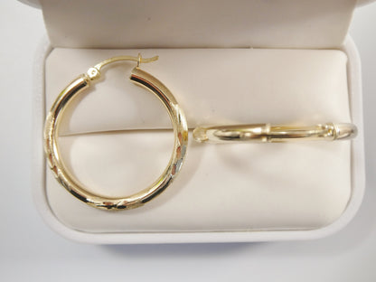 10k Real Solid Yellow Gold Diamond Cut Hoop Earrings