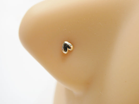14k real solid yellow gold twist shape heart nose ring