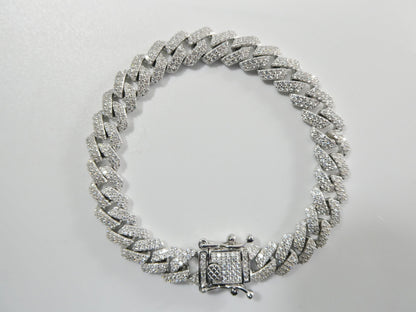 Real 925 Sterling Silver Monaco Full Micro Fave Setting Bracelet