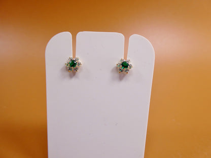 10k Real Solid Yellow Gold Screw Back Children Birth Stone Earrings Round Shape
