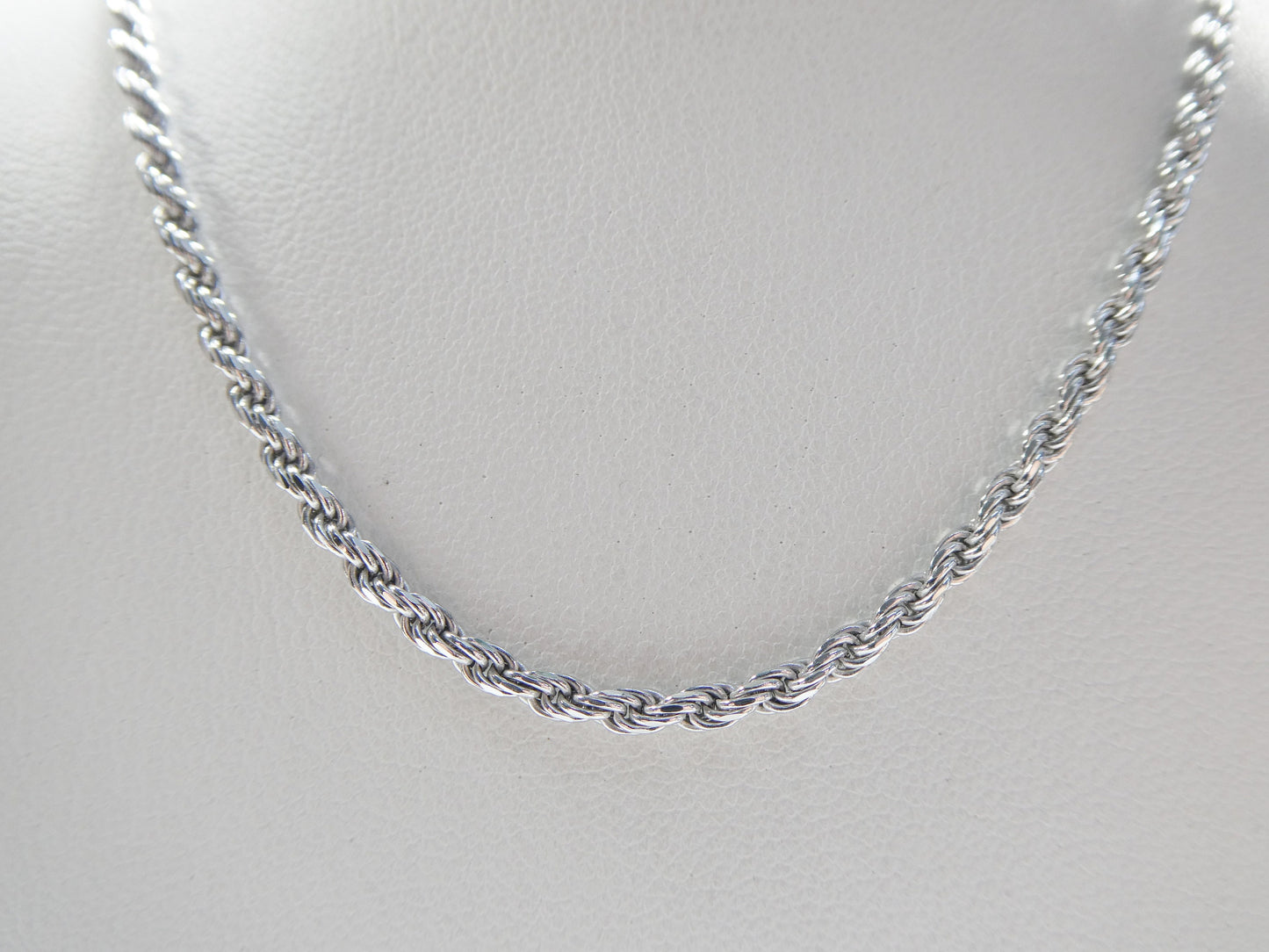 925 Sterling Silver 2.2MM Rope Chain - 14k White Gold Finish